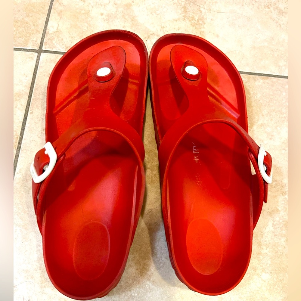Birkenstock Gizeh Rubber Thong Sandals Red Size 38